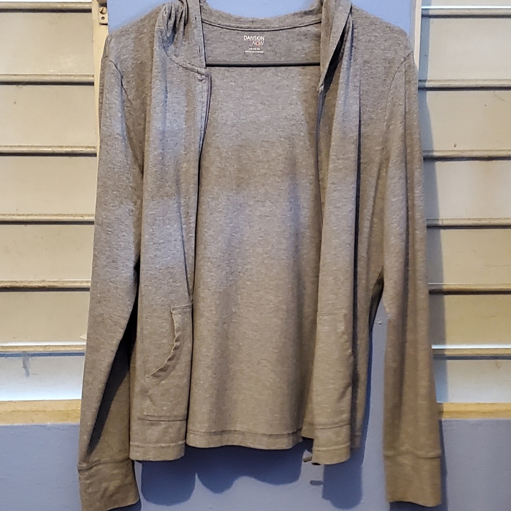 Grey Danskin Now Workout Sweater Jacket